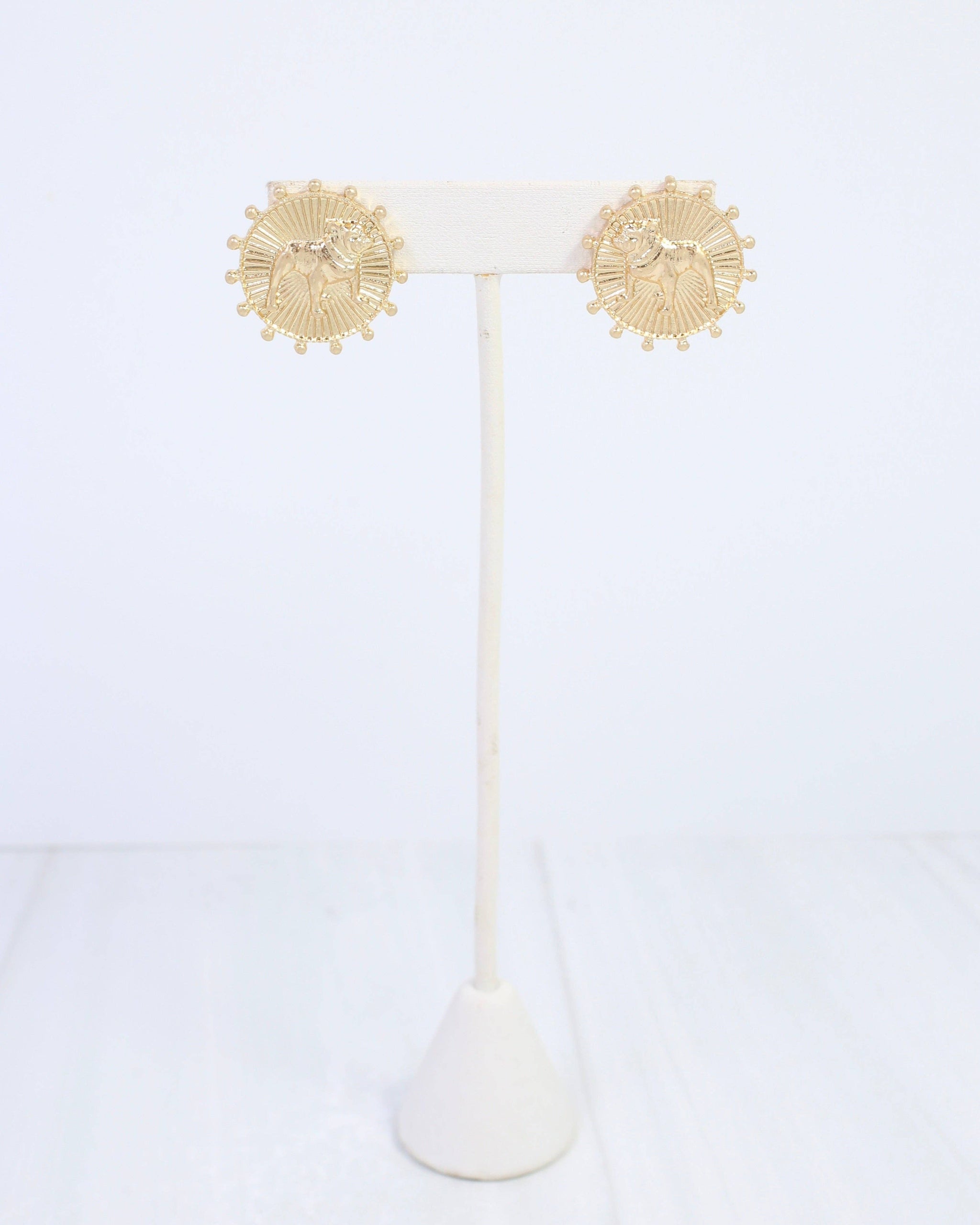 Carmen Coin Earring Standing Dog Worn Gold