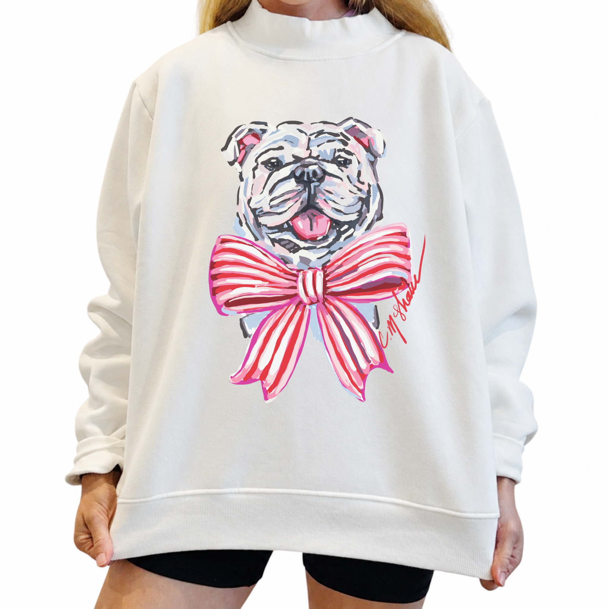 "Bulldog Red/Pink Love" Mock Neck (ONE SIZE)