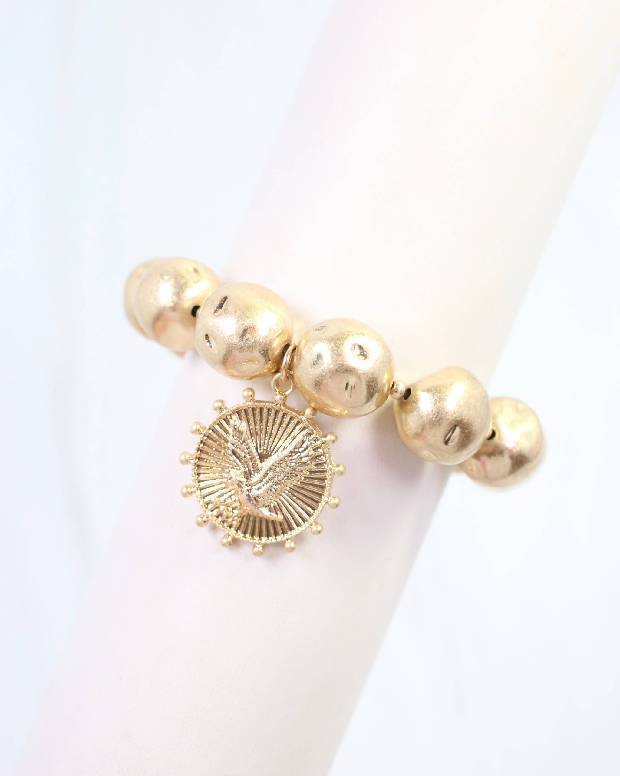 Carmen Coin Stretch Bracelet Eagle Worn Gold
