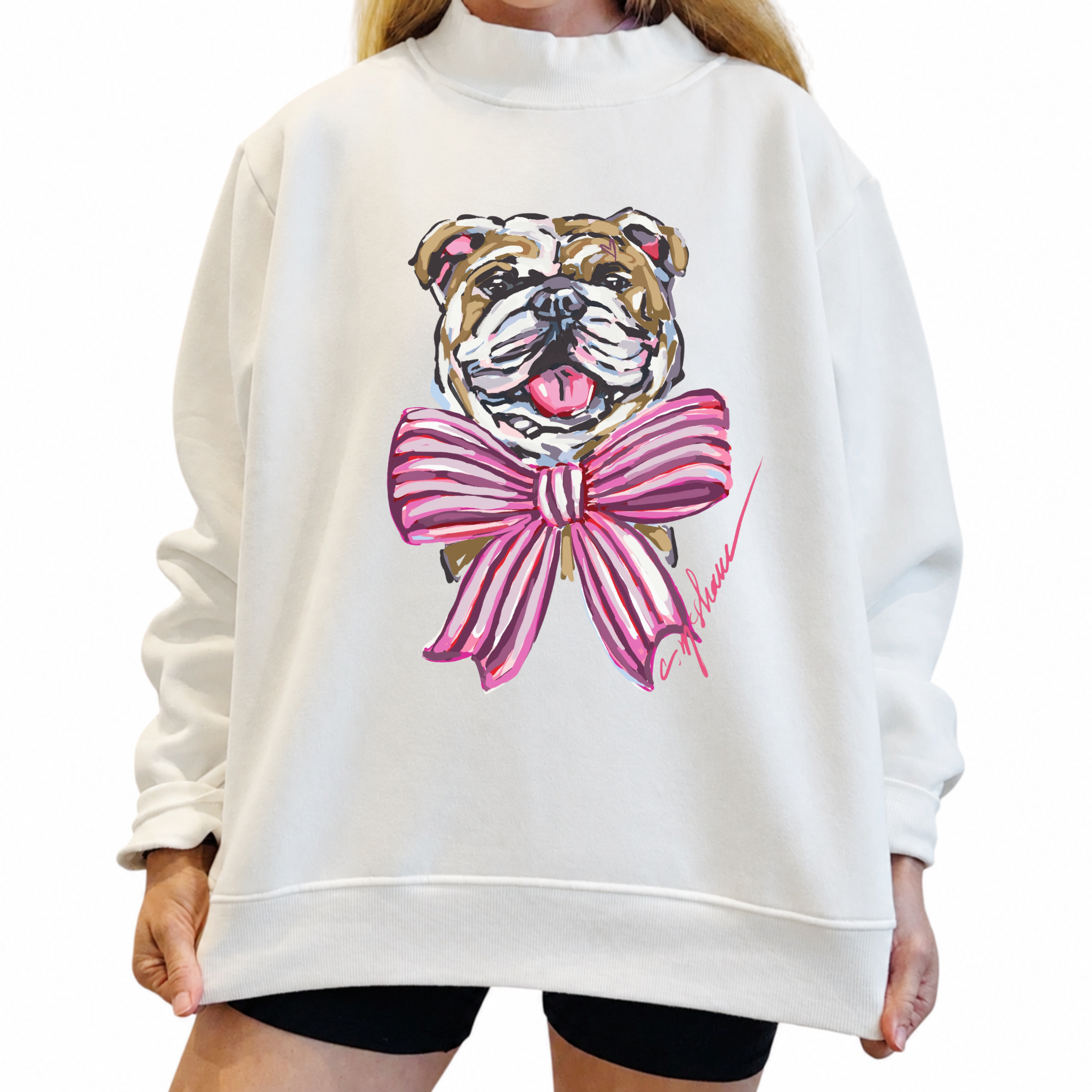 "Bulldog Maroon/Pink" Mock Neck (ONE SIZE)