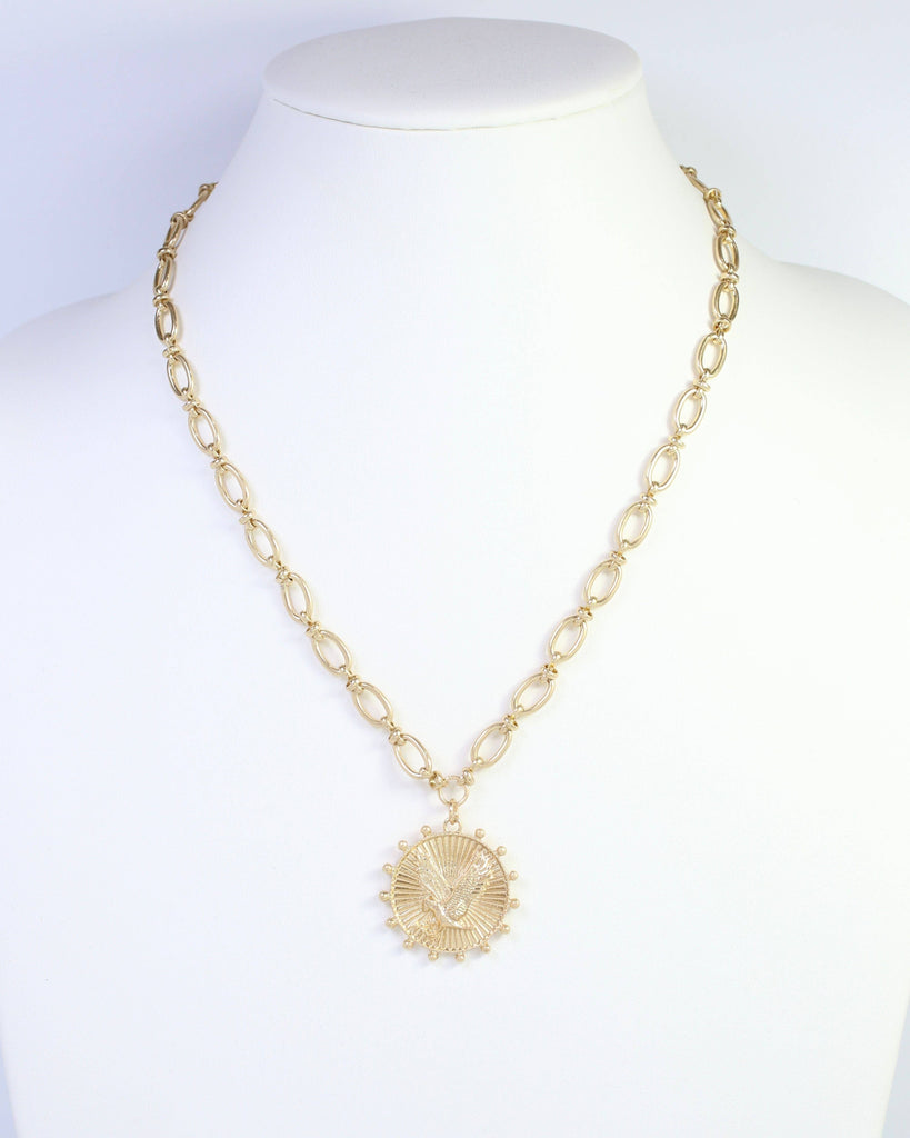 Carmen Coin Necklace Eagle Worn Gold