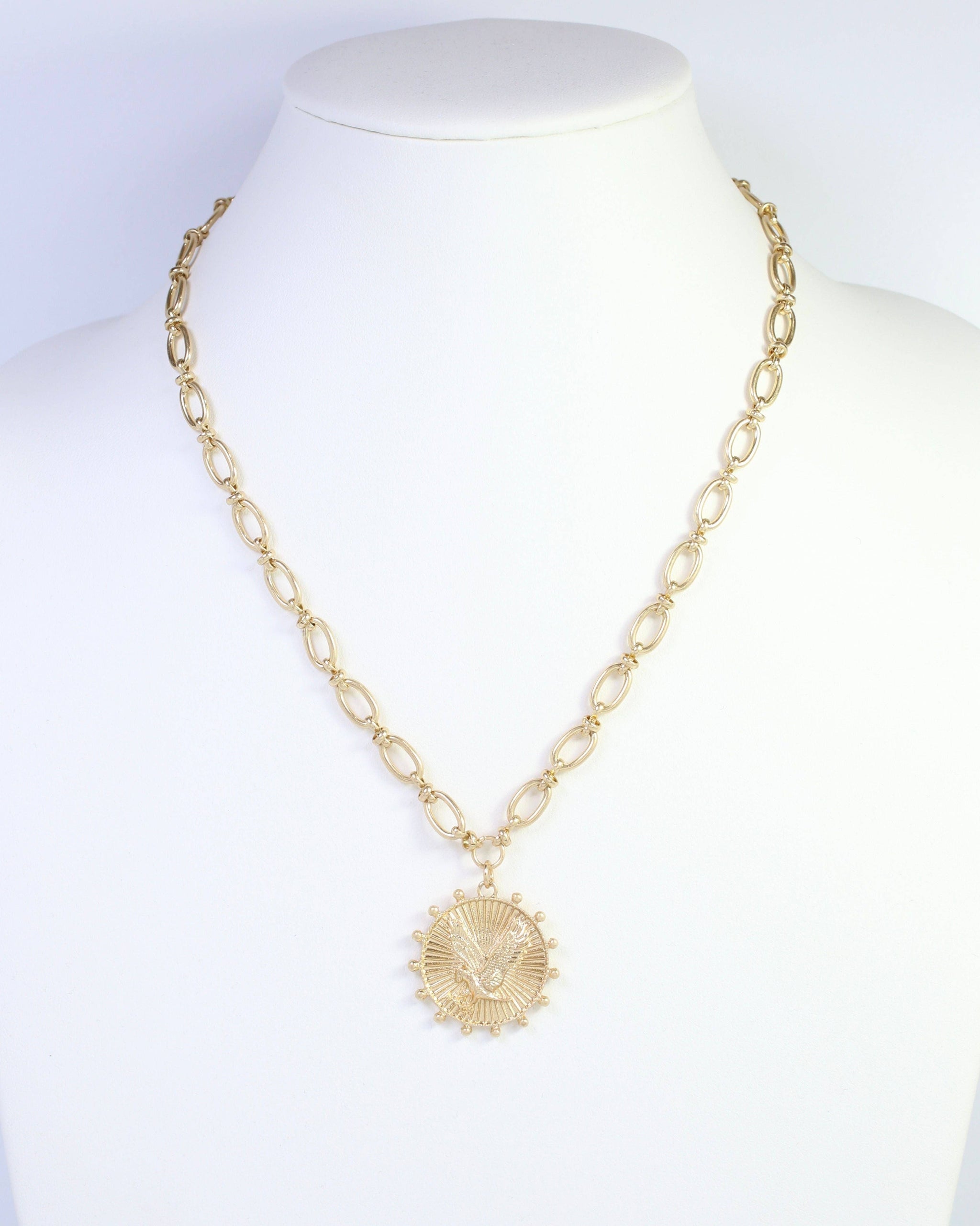 Carmen Coin Necklace Eagle Worn Gold