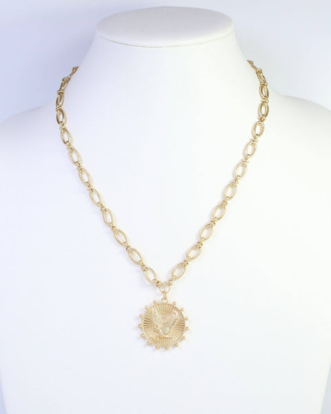 Carmen Coin Necklace Eagle Worn Gold