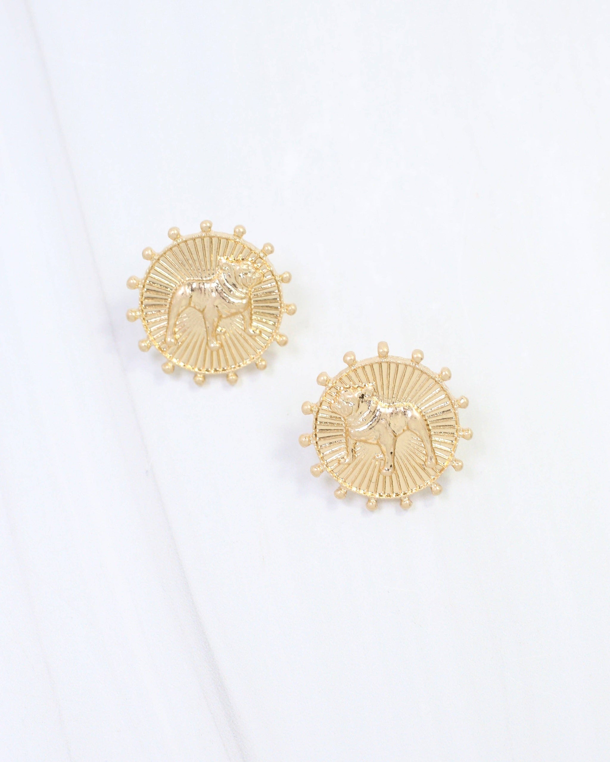 Carmen Coin Earring Standing Dog Worn Gold