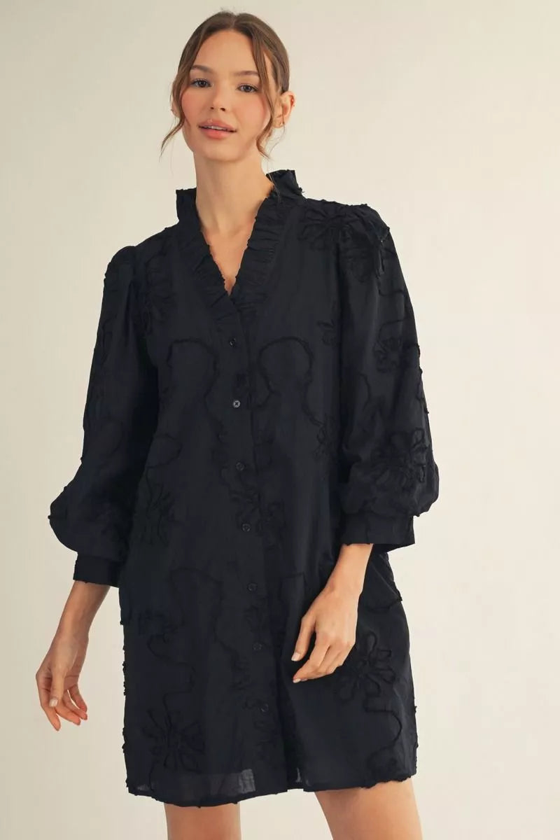 Midnight Meadow Embroidered Dress