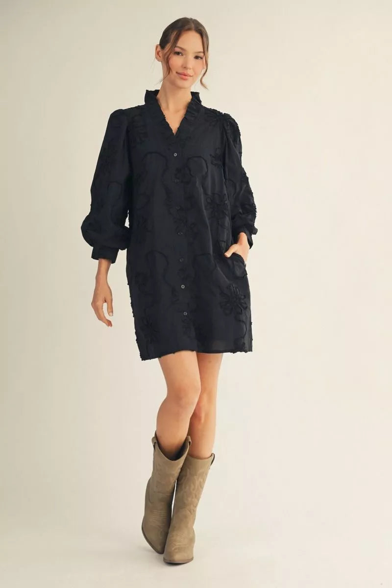 Midnight Meadow Embroidered Dress