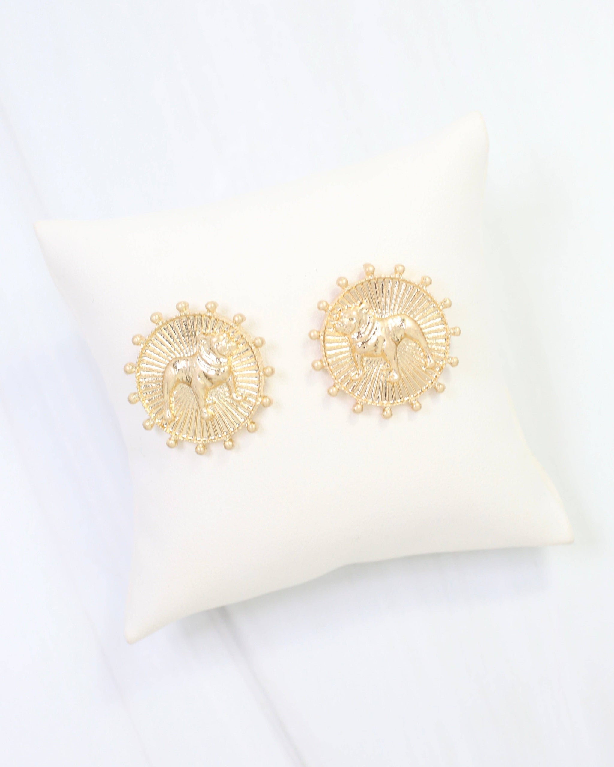 Carmen Coin Earring Standing Dog Worn Gold