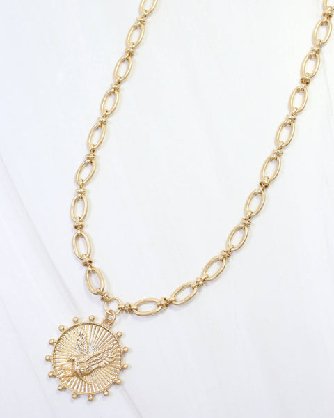 Carmen Coin Necklace Eagle Worn Gold
