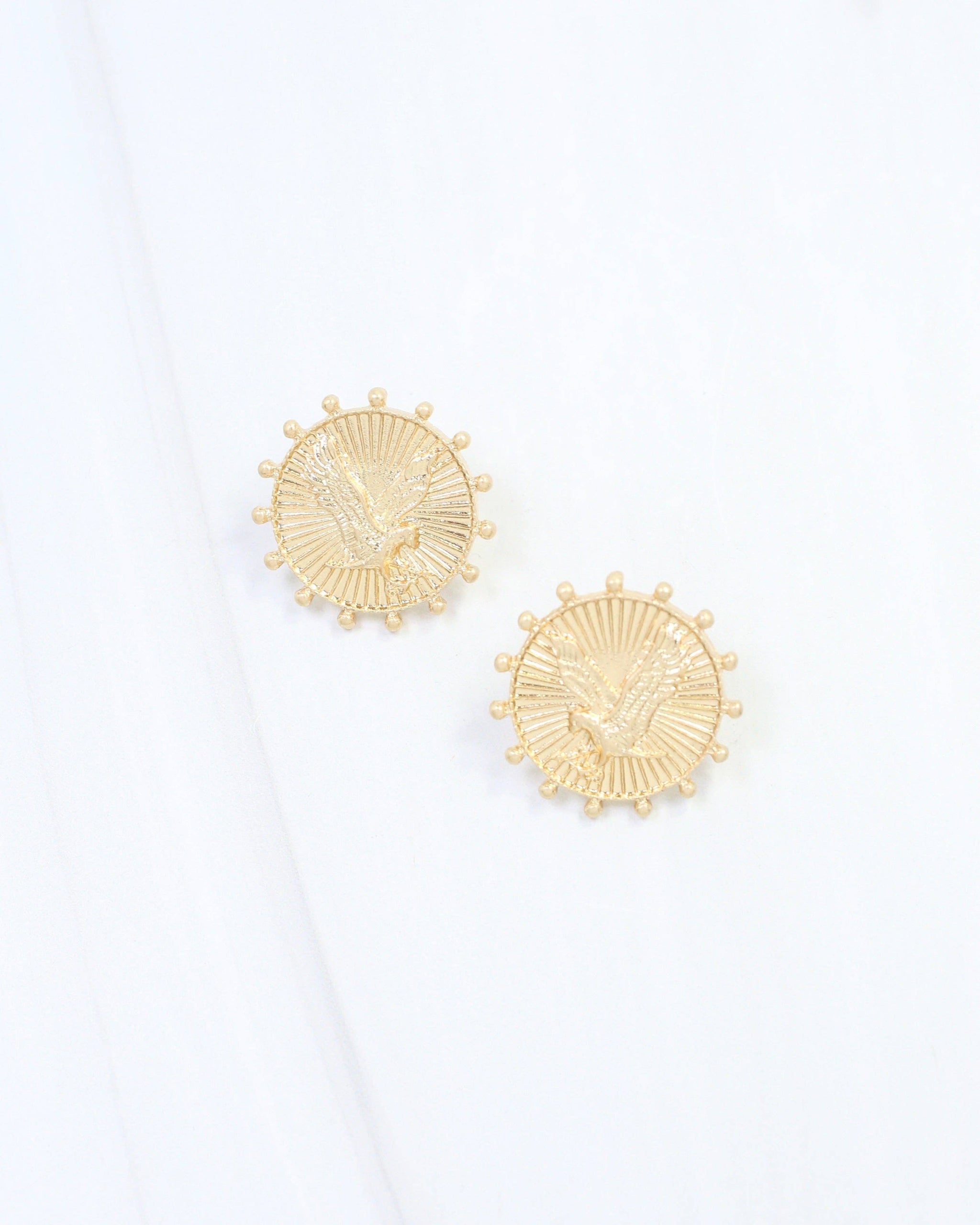 Carmen Coin Earring Eagle Worn Gold