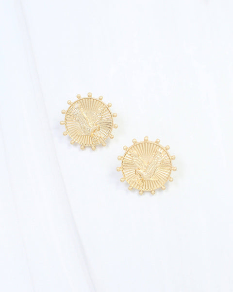 Carmen Coin Earring Eagle Worn Gold